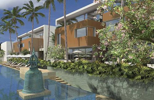 Lush tropical gardens and water features