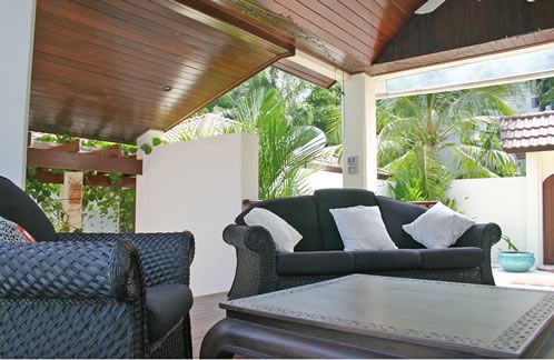 Outdoor seating area in a villa
