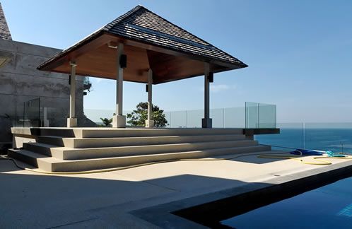 The swimming pool and terrace