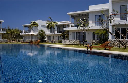 View across the pool
