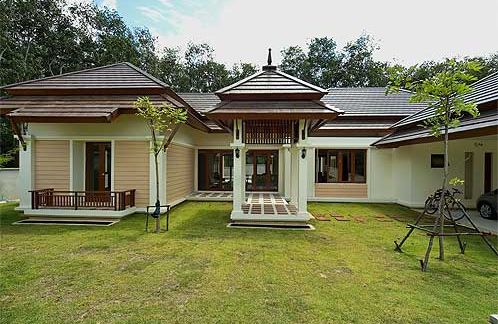 The front view of the house