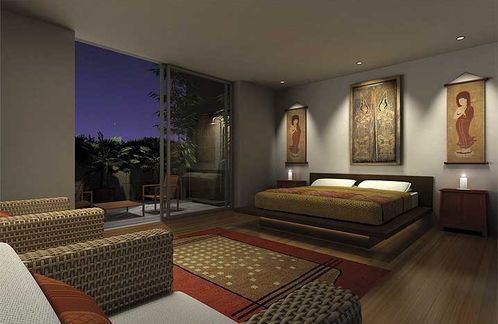 The bedroom at twilight