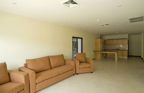 Living room of the nearly completed show apartment