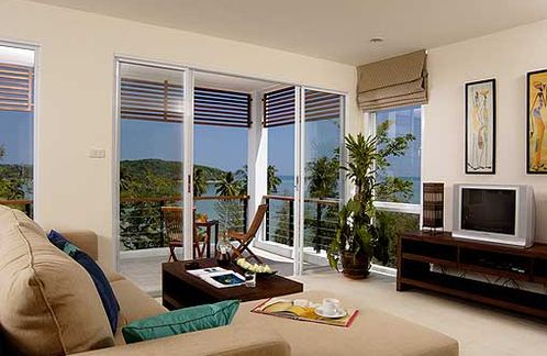 The living room and ocean view