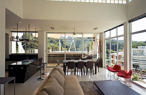 The terrace offers views over the klong