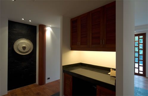 The small office area behind the entrance hall