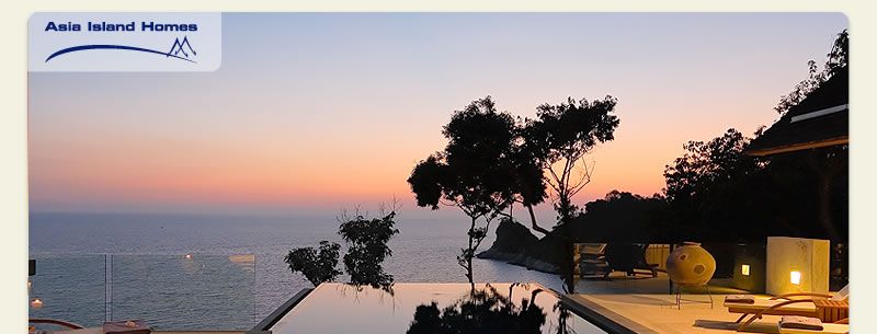 Samsara villa interior at night