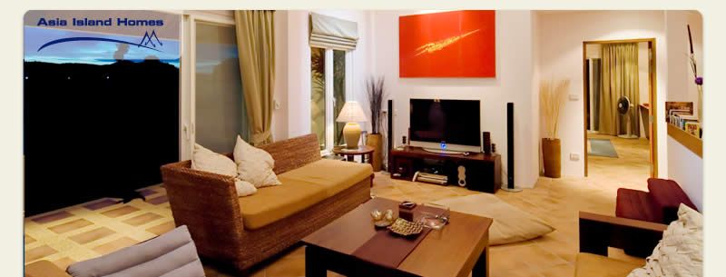 Saowaree villa living room at dusk