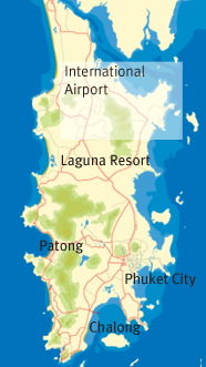 Phuket map showing East Coast Ocean Villas at Ao Po